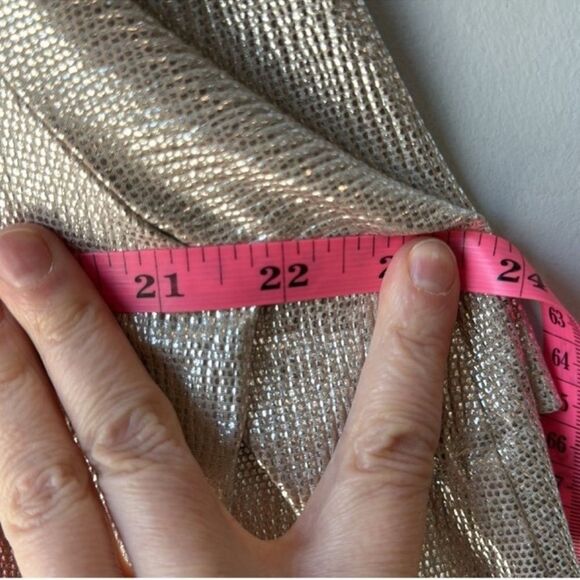 Sabina Musayev Shimmer Short Sleeve V Neck Waist Tie Dress - Picture 10 of 11